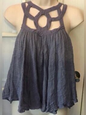 Free People Purple Gauze Cutout Halter Tank